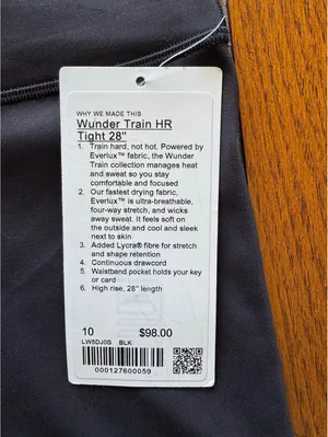 Lululemon Wunder Train High Rise 28” Black Size 10 NWT thumbnail 4