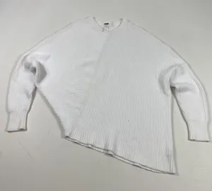 Free People Sweater Womens Small White Ribbed Asymmetrical‎ Pullover Boho Chic thumbnail 1
