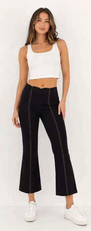 Anthropologie Black Flare Jeans with Contrast Stitching thumbnail 1