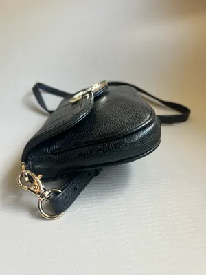 Tory Burch Amanda Mini Crossbody Black Leather Gold Logo Flap Bag thumbnail 5