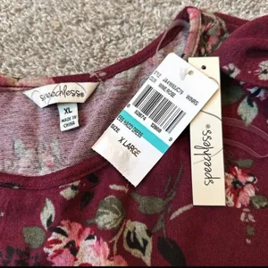 Speechless Burgundy Floral Long-Sleeve Tiered Dress thumbnail 5
