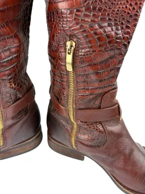 -Vince Camuto Kamino Flavian Tall Boots Womens 9B Brown Riding Quiet Luxury Croc thumbnail 11