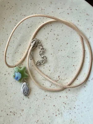 Handmade green ceramic star boho fairy cottage y2k necklace⭐️💚 thumbnail 4