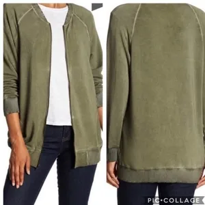H by Bordeaux Soft Lightweight Bomber Jacket Zip Up Olive Green Size L thumbnail 2