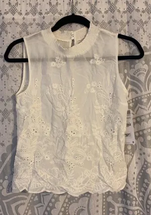 ZARA white embroidered blouse new xs thumbnail 1