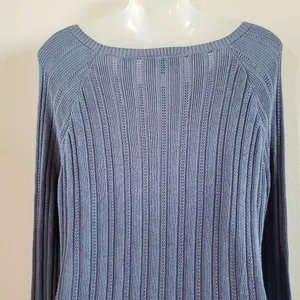 Modcloth Boatneck Long Sleeve Ribbed Cable Knit Pullover Tunic Sweater Large thumbnail 5