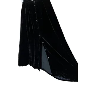 Vintage Banana Republic Black Velvet‎ Button Front Maxi Skirt Size 6 thumbnail 3