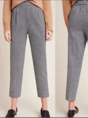 Anthropologie Larkin Jacquard Trouser Pants in Black Motif Size S thumbnail 2