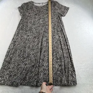 Old Navy‎ L Large Swing Dress Short Sleeve Leopard Print Jersey Knit Crew Neck thumbnail 11