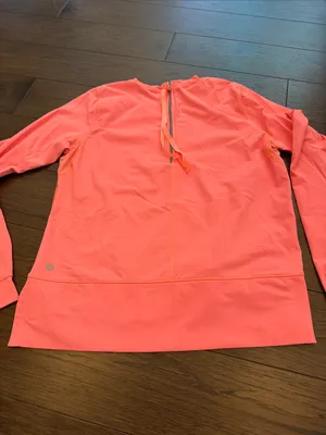 Lululemon Run Warm-Up Crewneck Pullover Coral Pink Size 8 Long Sleeve - C11-632 thumbnail 8