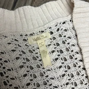 Matilda Jane Cream Crochet Open Knit Long Duster Cardigan Sweater S thumbnail 4