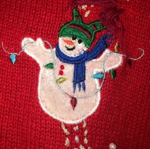 Vintage Red Christmas Snowman Holiday Sweater thumbnail 4