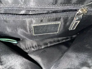 Lauren Black canvas & Leather Tote — Metallic Buckle — Classic Everyday Bag thumbnail 5