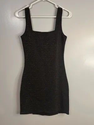 Forever 21 Black Sparkle Mini Dress with Subtle Slit Size Small thumbnail 2