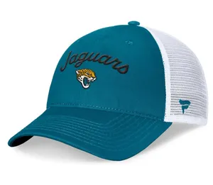 Women's Fanatics Teal Jacksonville Jaguars Slogan Trucker Adjustable Hat thumbnail 1