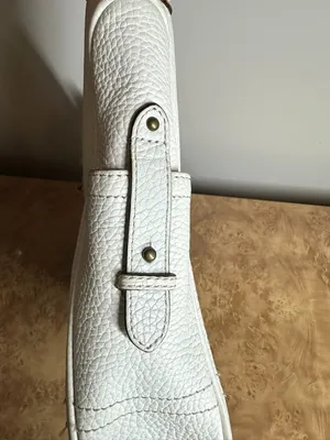 Banana Republic White Pebbled Leather Hobo Shoulder Bag Y2K Boho Buckle Purse thumbnail 5