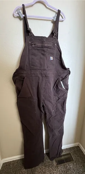 Y2K Carhartt Double Knee‎ Ashland Dark Brown Bib Overalls ~ Size XXL Tall thumbnail 1