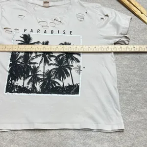 Messy Bun Just Chillin Paradise Palm Distressed Tshirt Women's XL EUC Casual‎ Summer Beach Vacation thumbnail 5