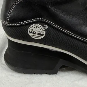 Timberland Black Leather Heeled Ankle‎ Boots Contrast Stitching Lace Up 7.5 READ thumbnail 5