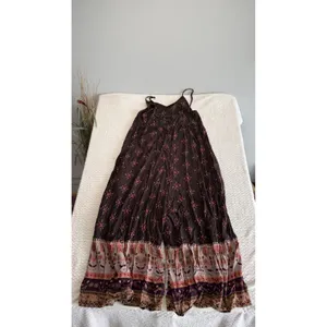 Natural Life Womens Large Brown Floral Boho Wide Leg Spaghetti Strap Jumpsuit thumbnail 2