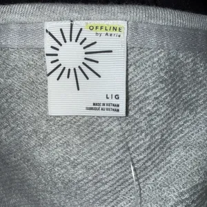 OFFLINE by Aerie Gray Knit Cropped Top Size Large Drawstring Ruched Thumb Holes thumbnail 7