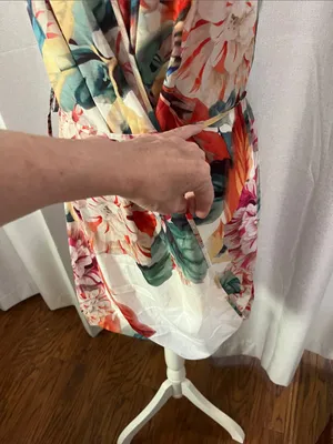 NEW! Floral Multicolor Sleeveless Wrap Dress bubble skirt thumbnail 9