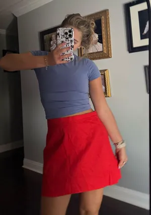 NWT j crew red skirt linen thumbnail 1