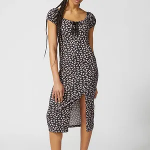 Betsey Johnson Y2K Floral Corset Milkmaid Midi Dress Size XL Black Coquette thumbnail 14