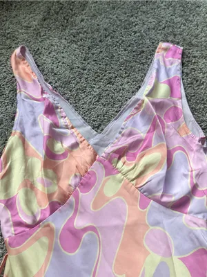 Peppermayo Pink Lavender & Peach Abstract Wrap Mini Dress thumbnail 4