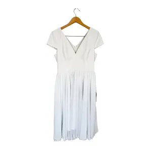 Dress The Population White V-Neck Cap Sleeve Lace Hem Midi Dress Size Large thumbnail 2