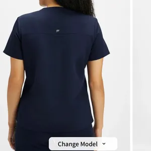 Fabletics Method 2-Pocket Scrub Top in Navy Blue Size S thumbnail 2