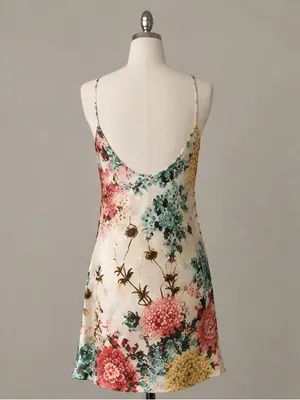 Natori Abstract Floral Satin Cowl Neck Slip Dress Women Sz XL thumbnail 9