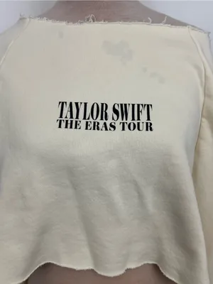 Taylor Swift The Eras Tour Cream Cropped off shoulder Sweatshirt Women Med thumbnail 2