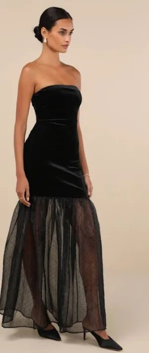 LULUS Prom Wedding Holiday Sexy Elegant Chic Vixen Velvet Cocktail Maxi thumbnail 1