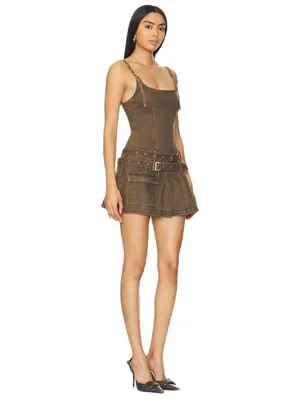 LIONESS Biker Mini Dress in Petrol Medium New Womens Denim thumbnail 3