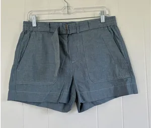 Vince Womens Blue Cotton Chambray Belted‎ Utility Shorts Size M Elastic Waist thumbnail 1