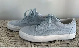 Vans Houndstooth Emboss Old Skool Sneakers Size 8.5 Winter Sky Blue thumbnail 4