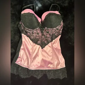 Felina Pink & Black Lace Bustier Corset - Small thumbnail 3