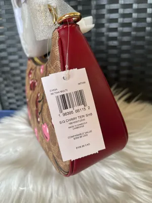 Nwt Coach Teri Shoulder Bag In Signature Canvas With Cherry Print CY694 thumbnail 2