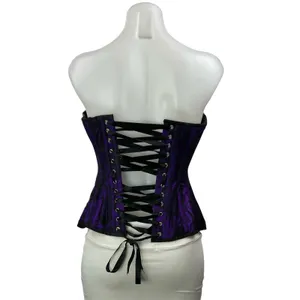 Top Drawer by Daisy Corsets Purple Black Strapless Floral Bustier Corset Top S thumbnail 3