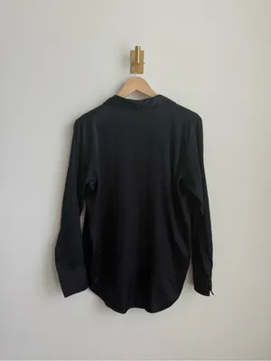 H&M Black Satin Button Down Blouse Women's Medium Long Sleeve Office Top thumbnail 9