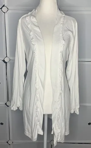 Rampage Bridal White Ruffled Belted Bride Robe Size Small thumbnail 1