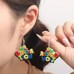 Chic Acrylic Graduation Colorful Letter Design Celebration Earrings thumbnail 1