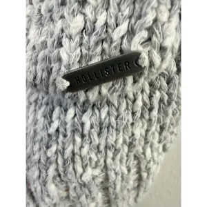 Hollister Gray Open Front Knit Cardigan Womens M Oversized Chunky Pocket Sweater thumbnail 3