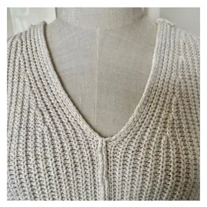 Free People cream V neck long sleeve oversized sweater thumbnail 9