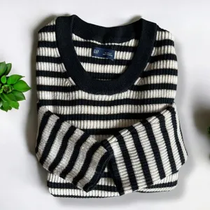 GAP Brooklyn Rib Knit Striped Crew Sweater - Black/Ivory/Gold thumbnail 10