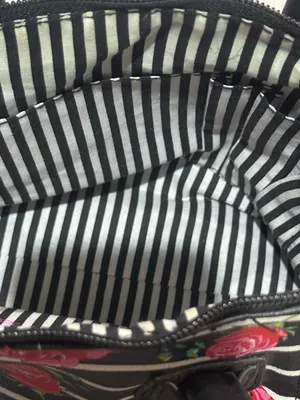 Betsey Johnson Floral Stripe Satchel Black Pink Rose Mini Handbag Y2K thumbnail 9