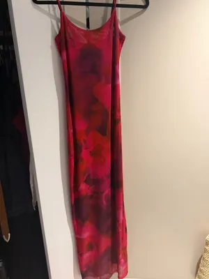 White fox Same Heart Mesh Maxi Dress Red Amaryllis thumbnail 2