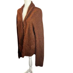 Eileen Fisher Wool Mohair Shawl Collar Button Cardigan Rust Brown Small thumbnail 5