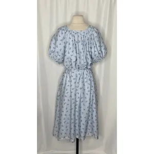ROOLEE Wandering Free Blue Floral Dress Midi Tie Waist Buttons Raglan Small thumbnail 8
